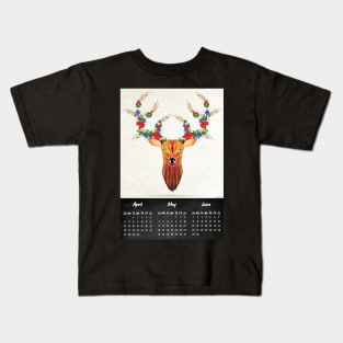 deer spring calendrier 2020 Kids T-Shirt